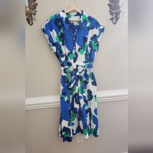 Eliza J Vibrant Blue and Green Midi Dress